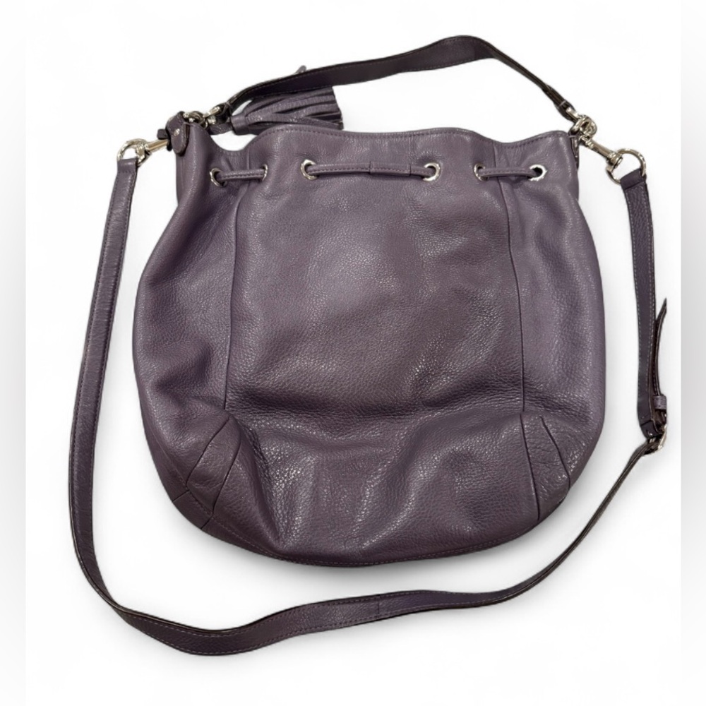 Coach Avery Park purple hobo pebbled leather bucket drawstring purse F27003 - Picture 2 of 11